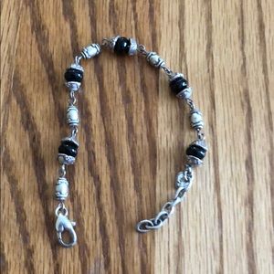 Silver and black bead bracelet